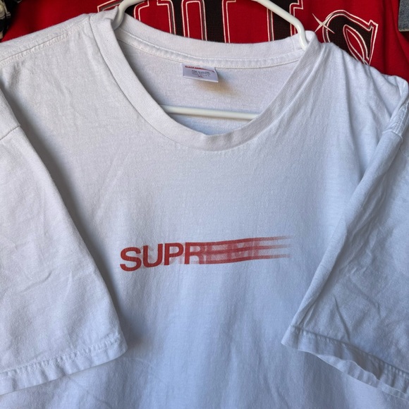 SUPREME RARE MOTION LOGO XL MENS GRAPHIC TEE SHIRT HYPE STREETWEAR WHITE RED - Picture 2 of 10